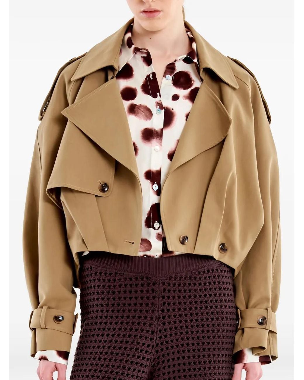 ViCOLO Brown Epaulette-Detail Trench Coat