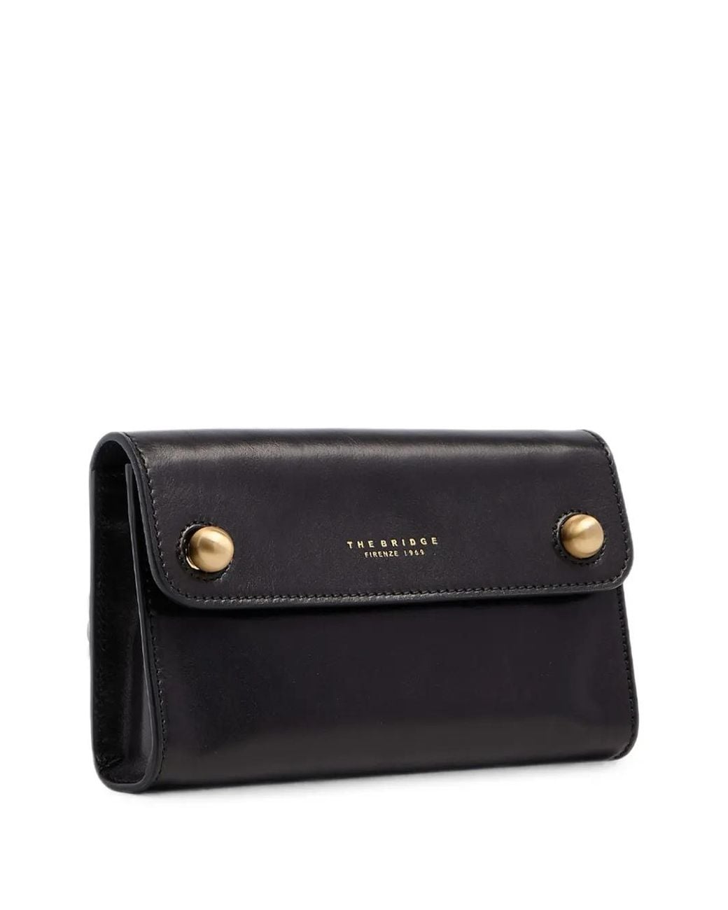 The Bridge Black Flap-Closure Clutch Bag