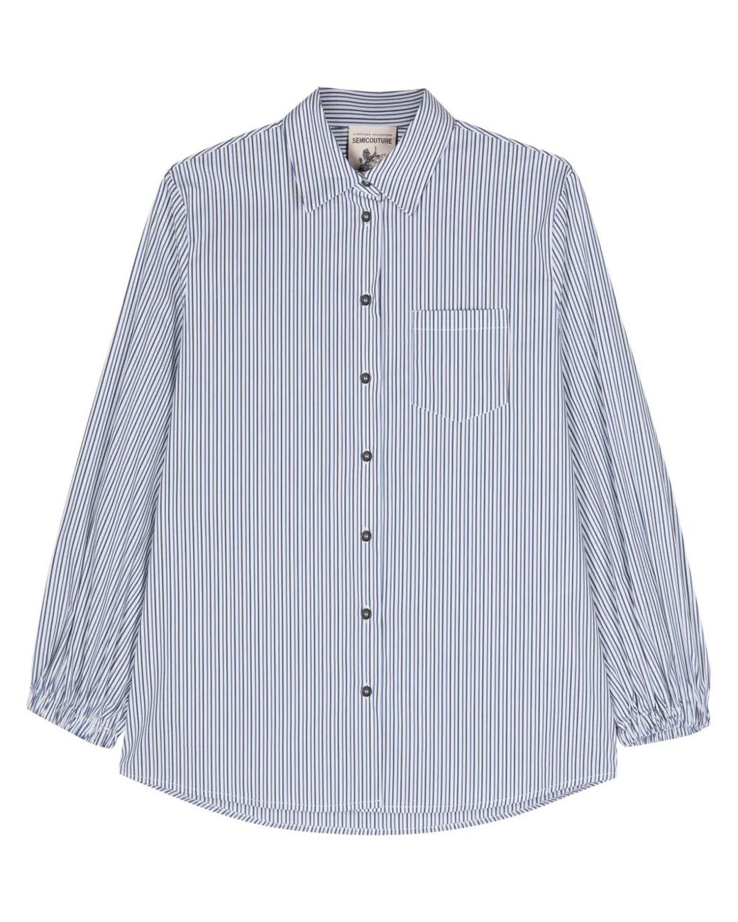 Semicouture Blue Striped Poplin Shirt