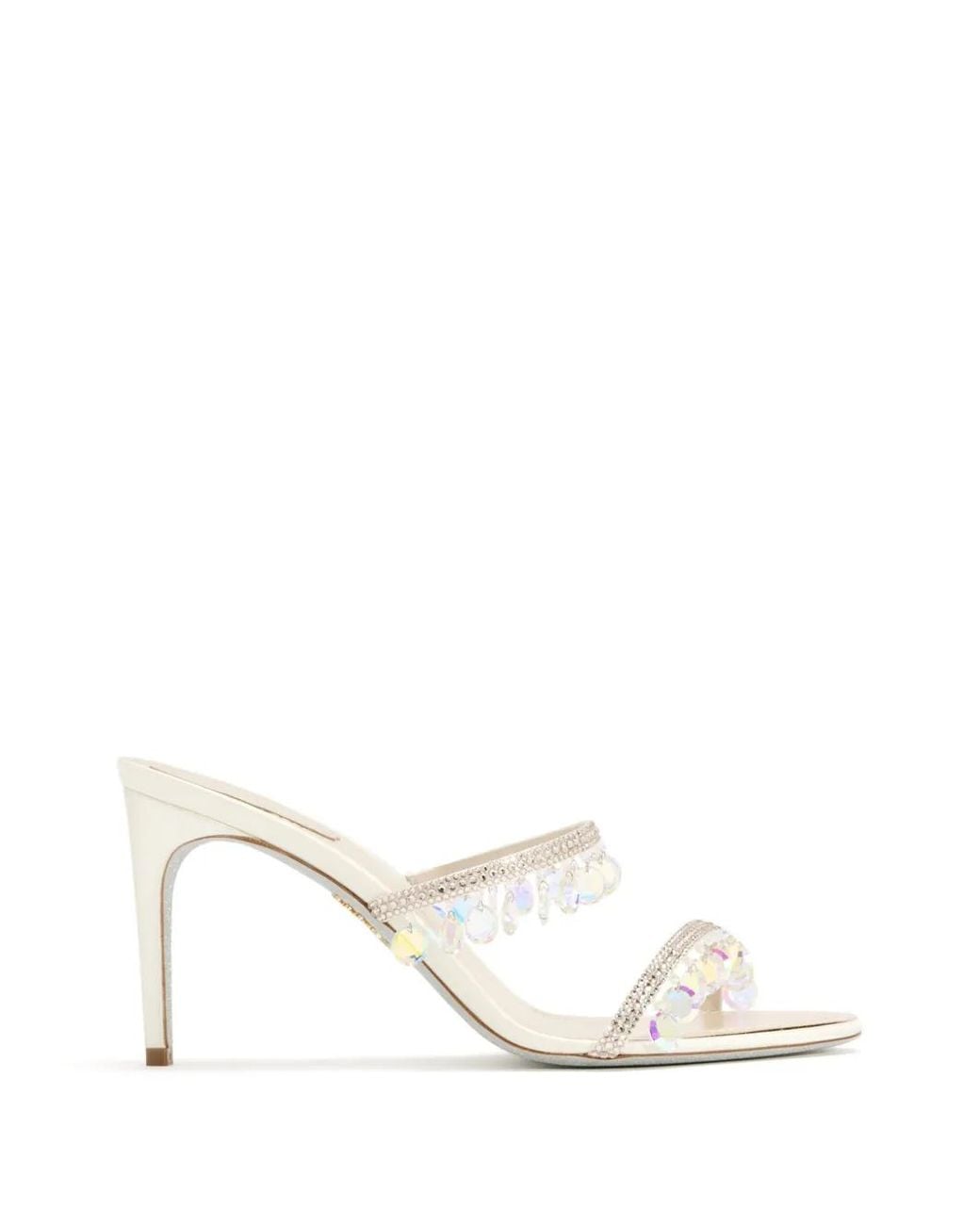 Rene Caovilla White Crystal-Embellished Fringe Sandals