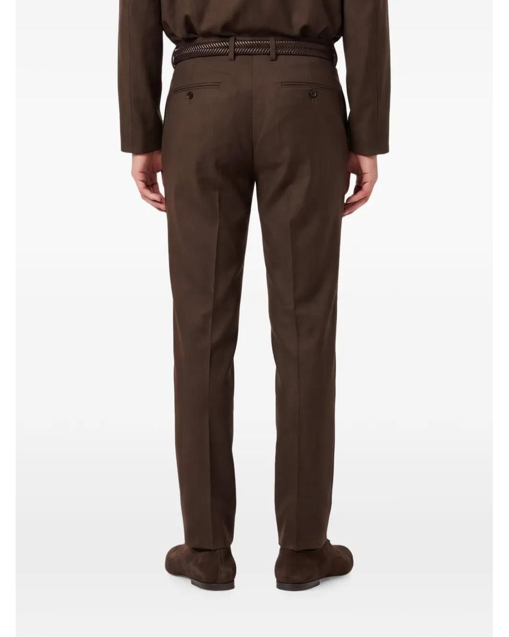 Lardini Brown Pleated-Detail Tailored Trousers for men
