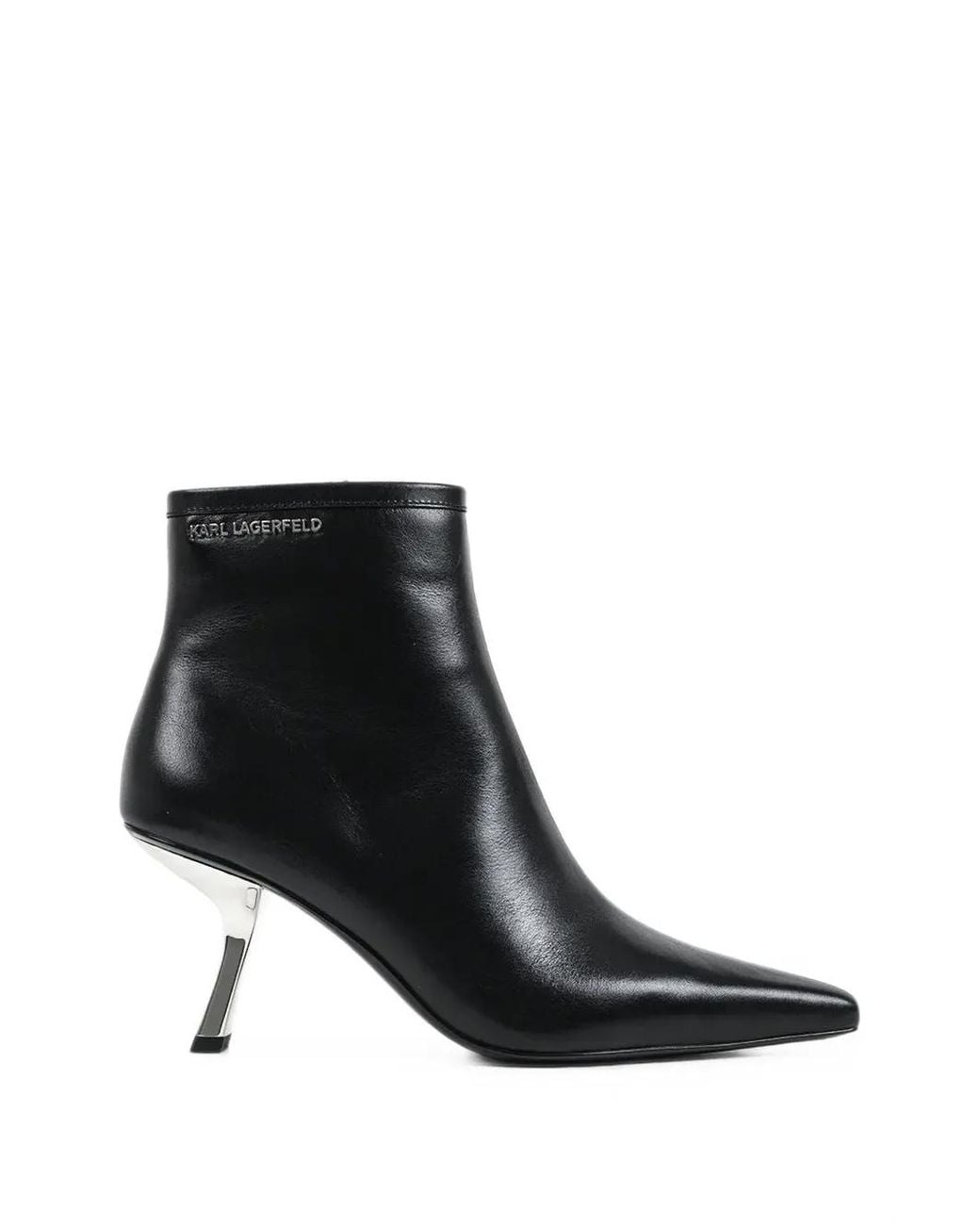Karl Lagerfeld Black Pointed-Toe Ankle Boots
