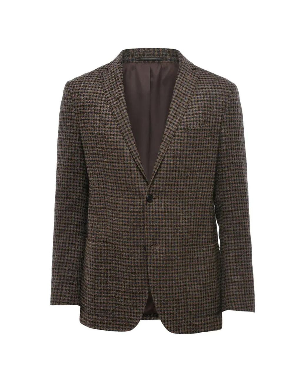 Corneliani Brown Check-Pattern Single-Breasted Blazer for men