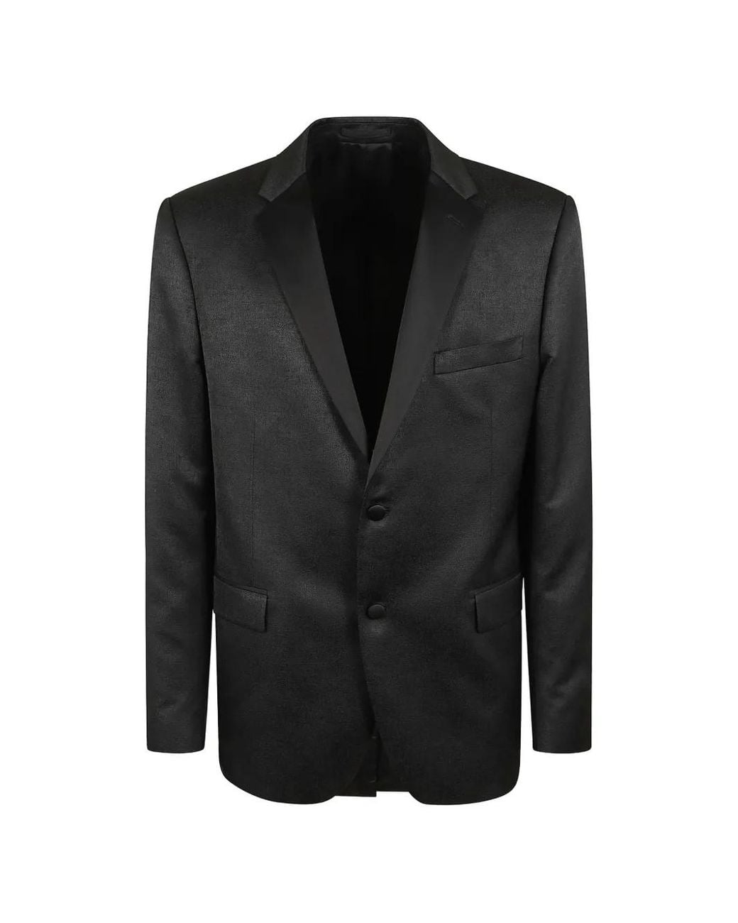 Lardini Black Satin-Lapel Linen Jacket for men