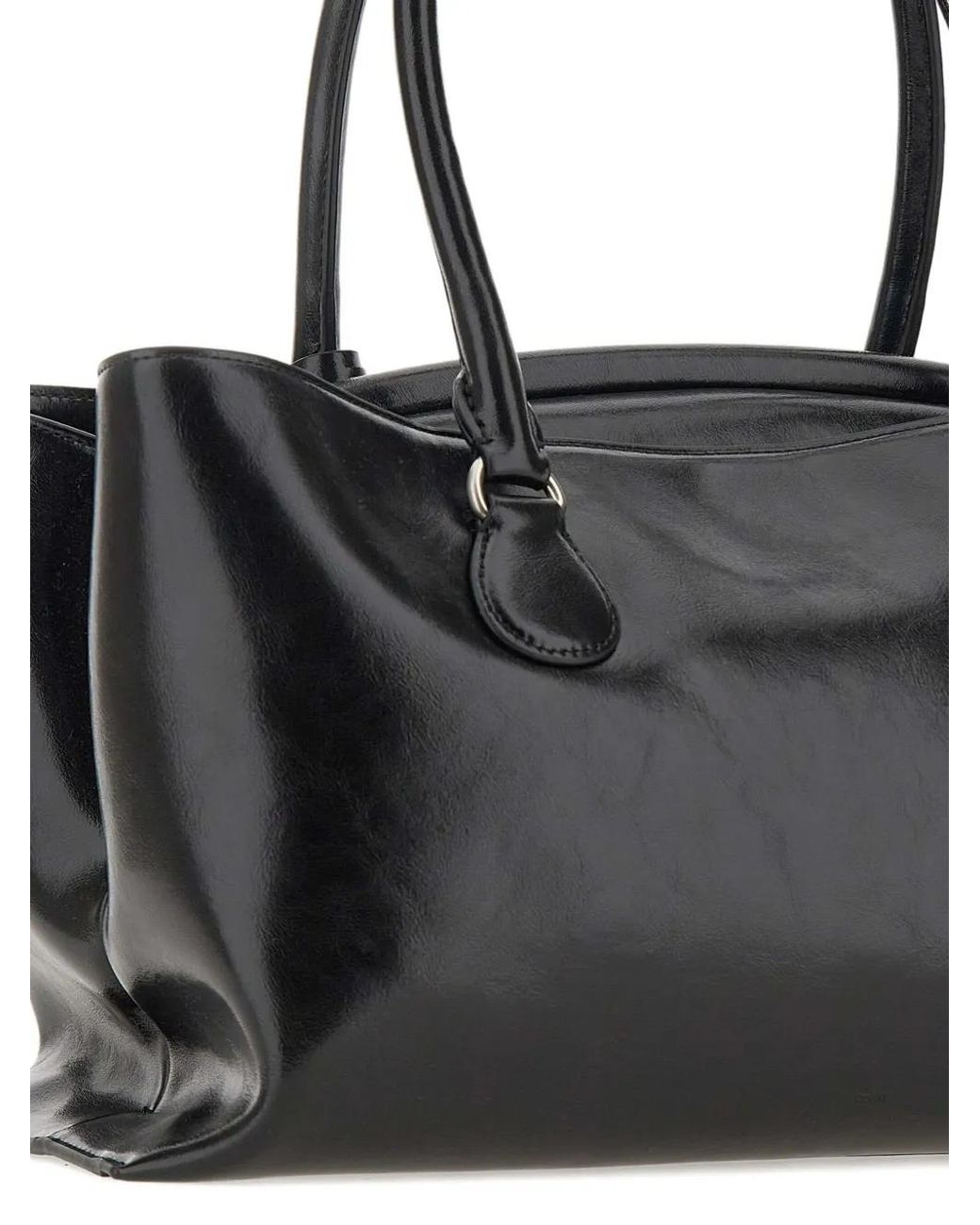 OSOI Black Double-Handle Leather Tote Bag
