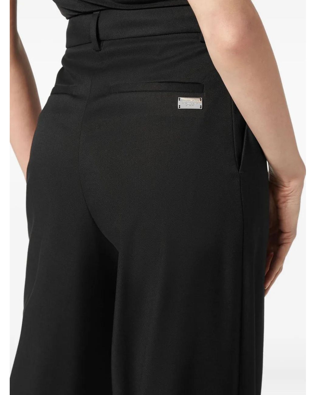 Philipp Plein Black High-Rise Tailored Trousers