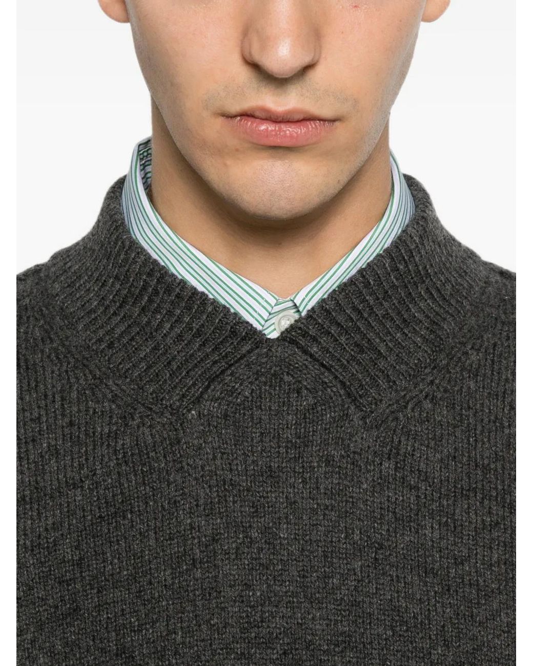 Marni Black Logo-Patch V-Neck Sweater for men