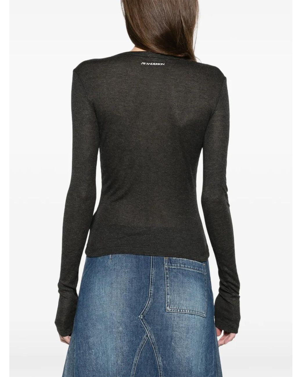 J.W. Anderson Blue Long-Sleeve Crew-Neckline Top