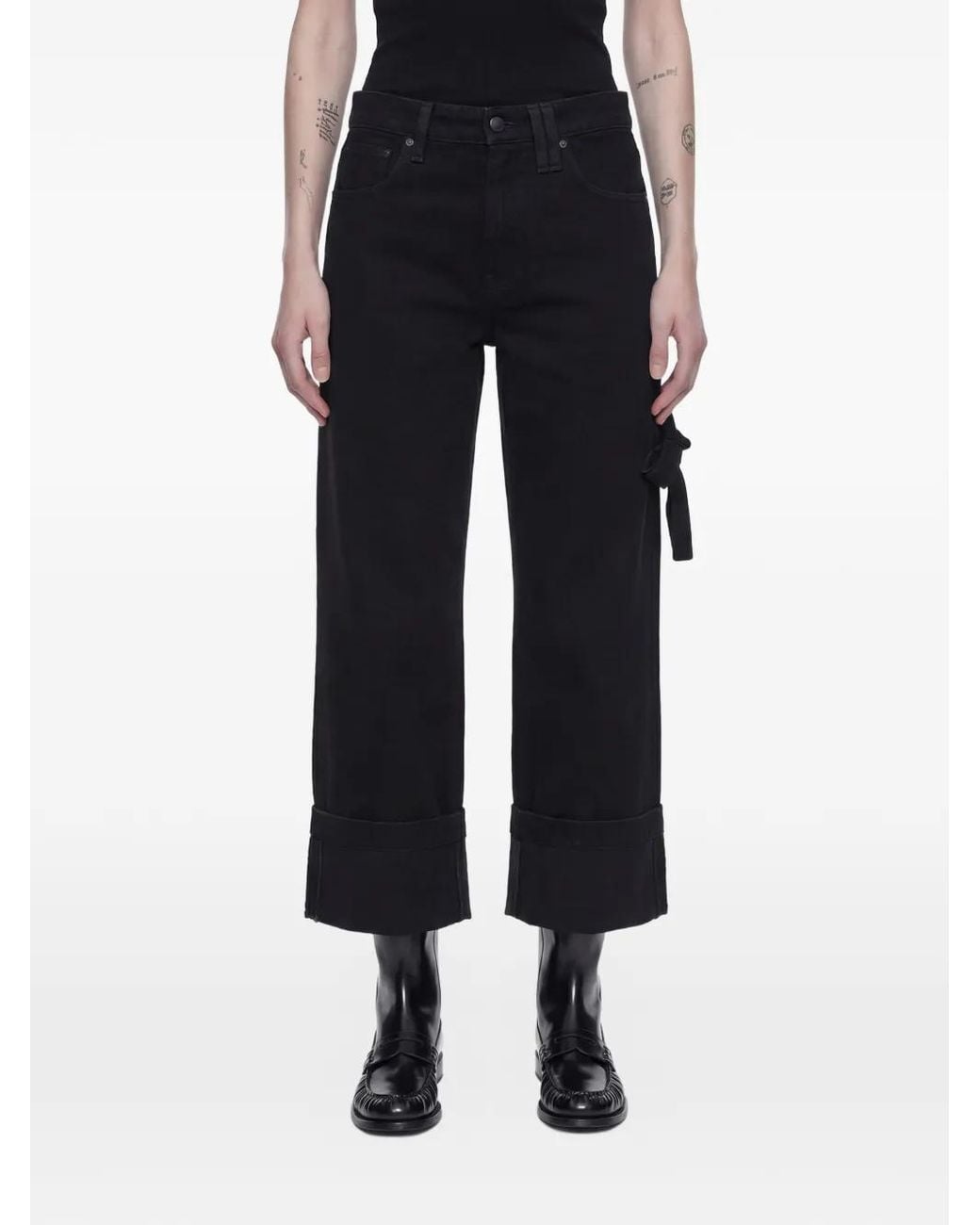 Simone Rocha Black Tie Detail Cropped Jeans