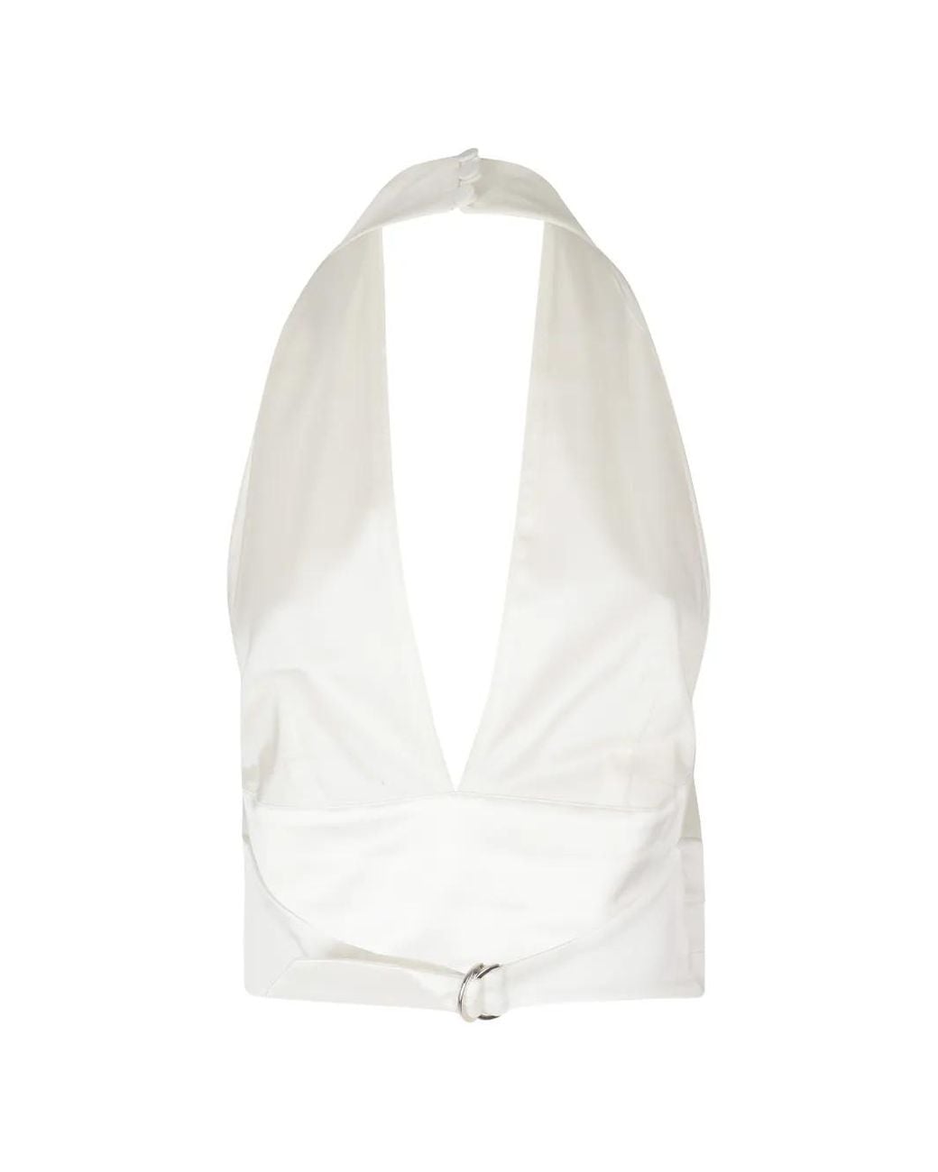 ANDAMANE White Sandra Avorio Halterneck Belted Top