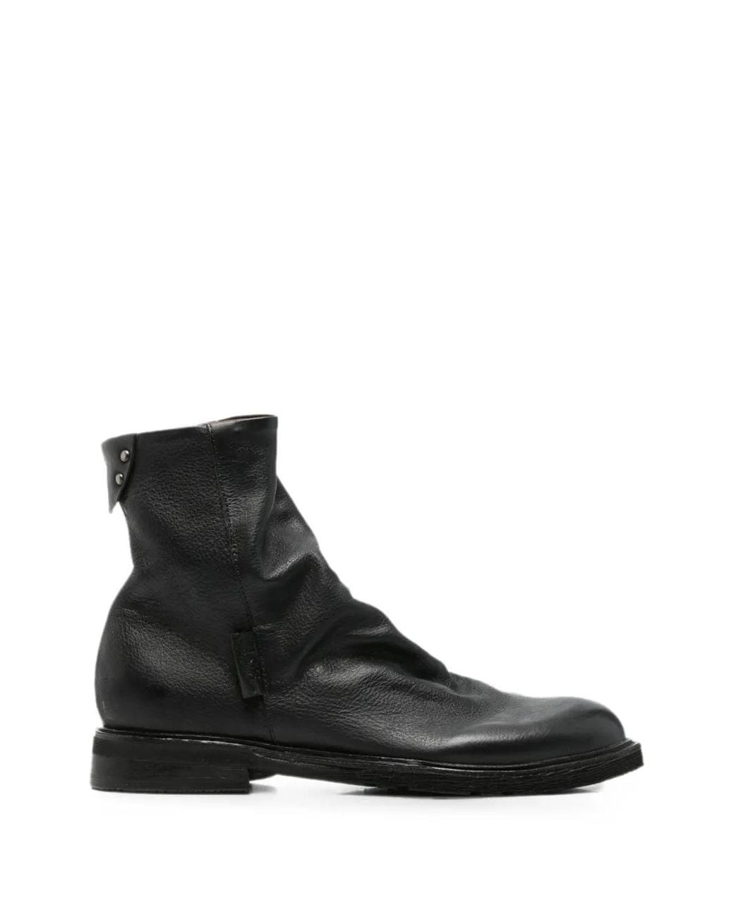A.s.98 Black Ruched Leather Ankle Boots for men
