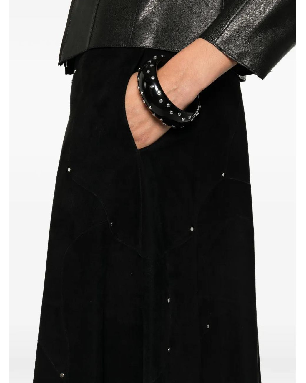 Chloé Black Crystal-Embellished A-Line Midi Skirt