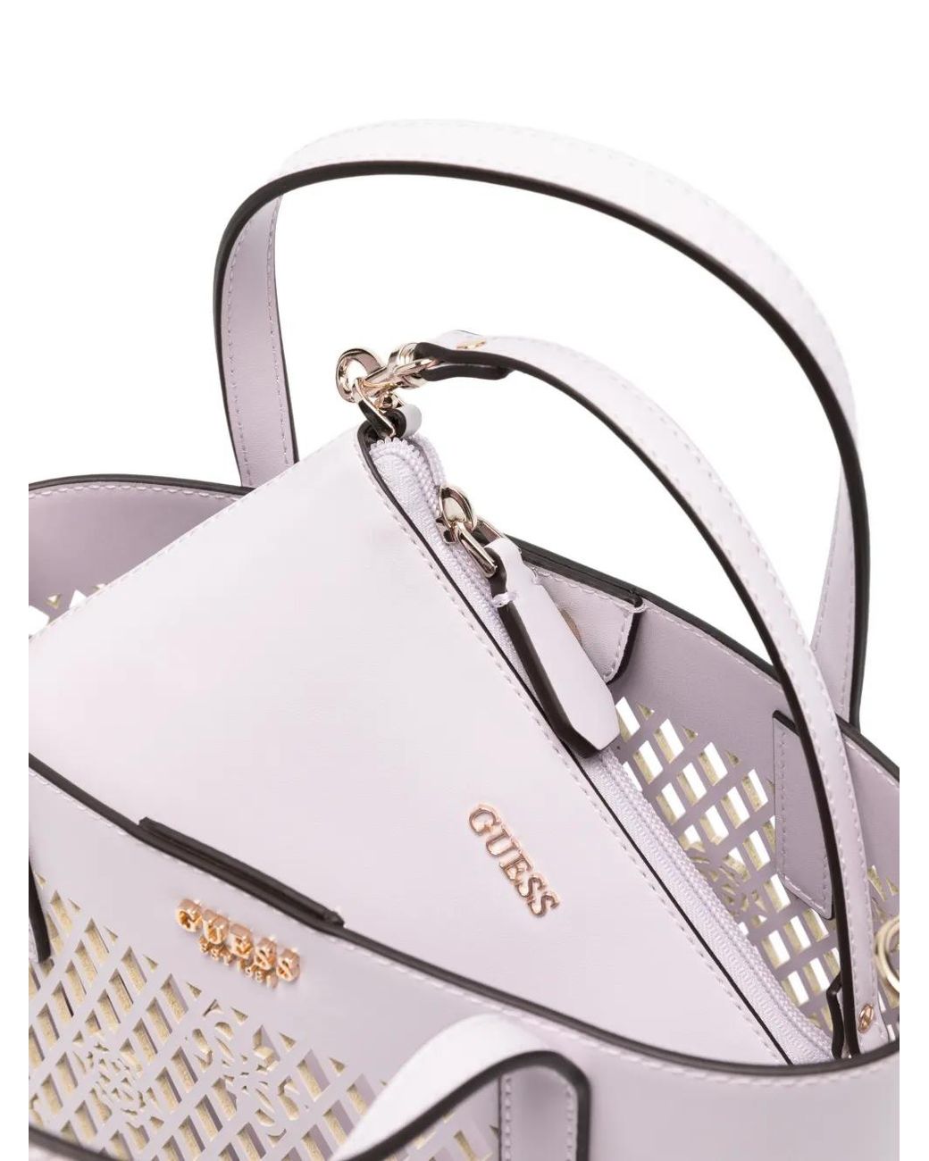 Guess Pink Letty Mini Cutout Top Handle Tote Bag
