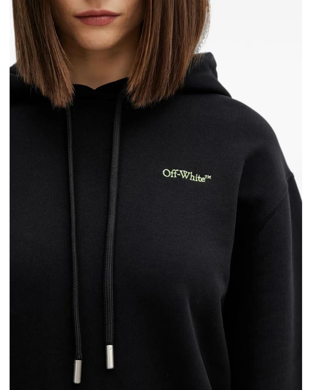 Off-White c/o Virgil Abloh Black Hoodie Arrows À Fleurs Brodées