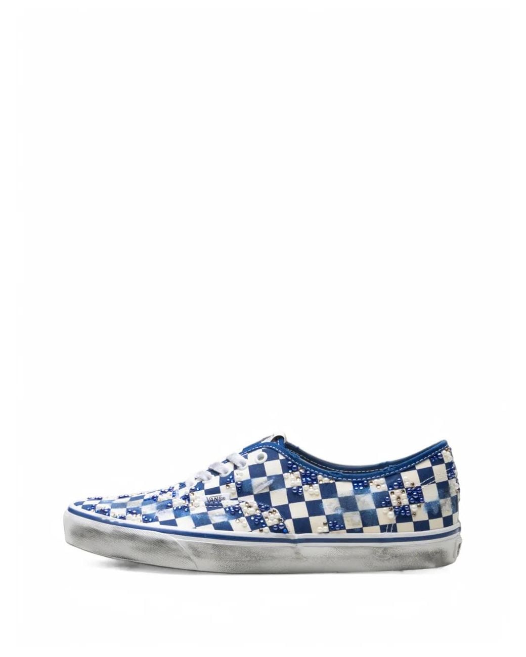 Vans Blue Authentic Checkered Beaded Sneakers for men