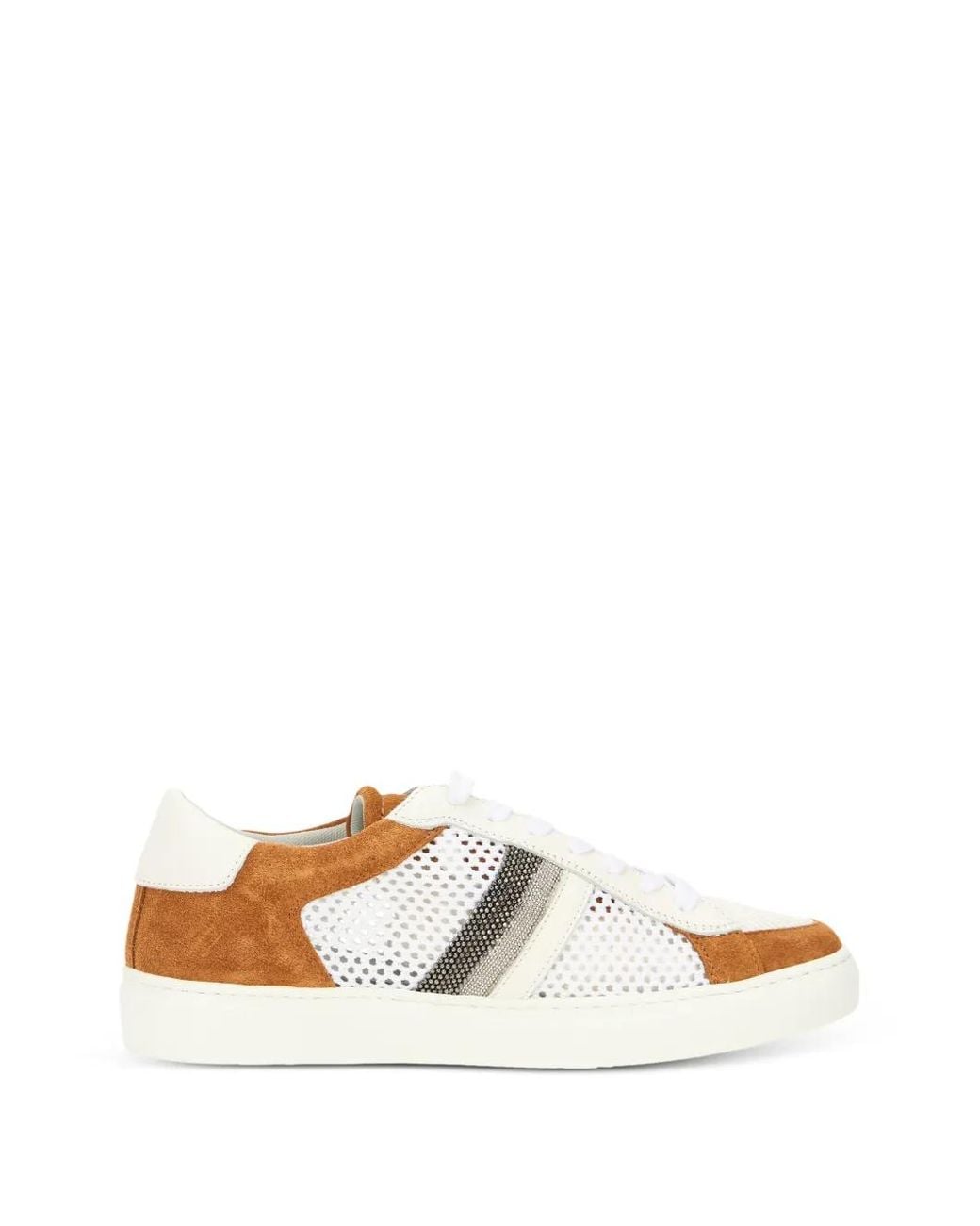 Fabiana Filippi White Modern Sports Shoe With Camel Colored Details