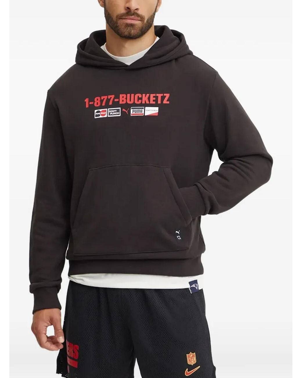 PUMA Black Graphic-Print Hoodie for men