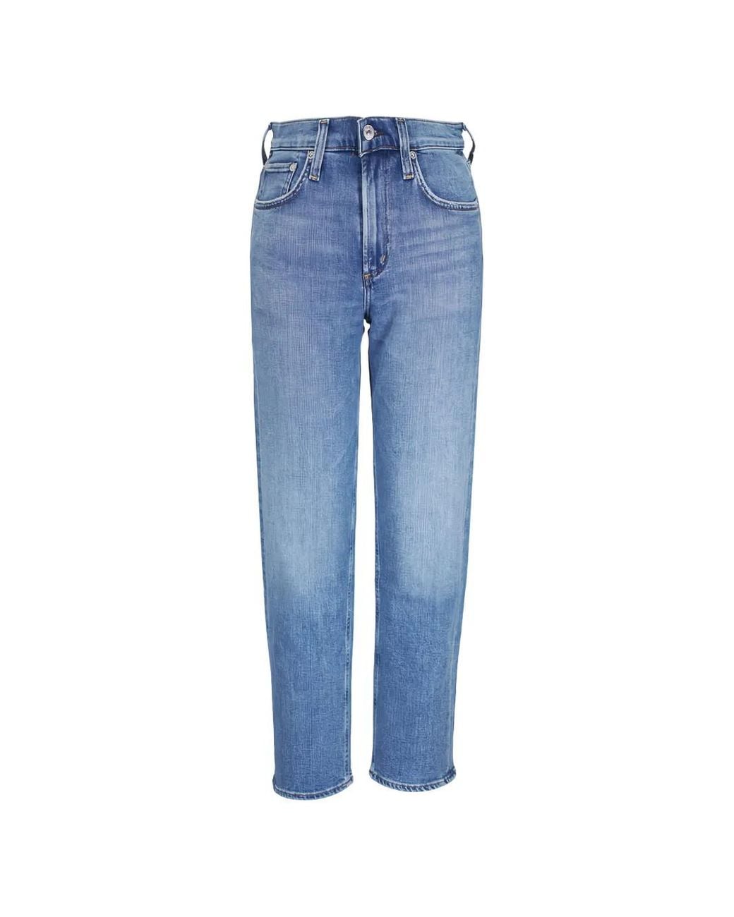 Citizens of Humanity Blue Faded Straight-Leg Jeans