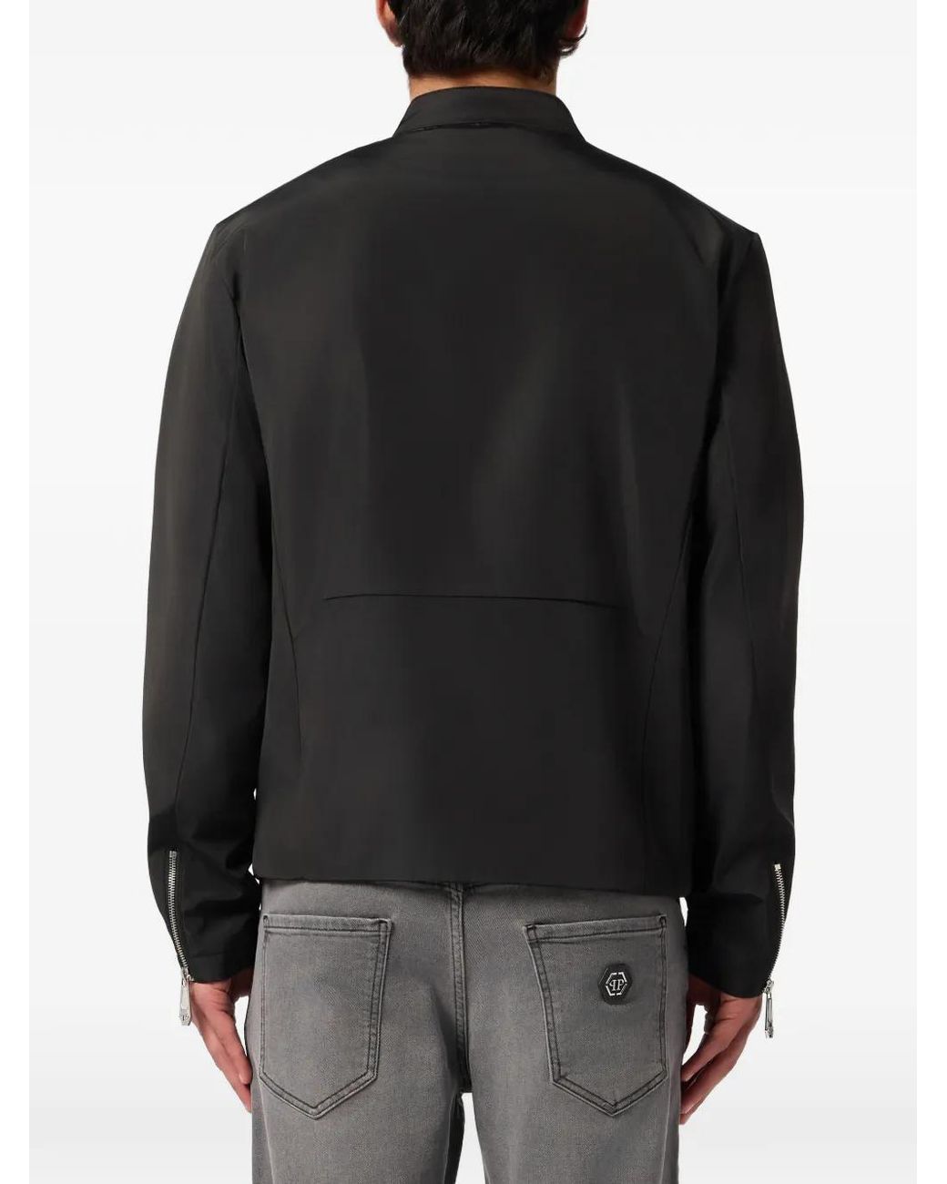 Philipp Plein Black Nylon Motor Jacket for men