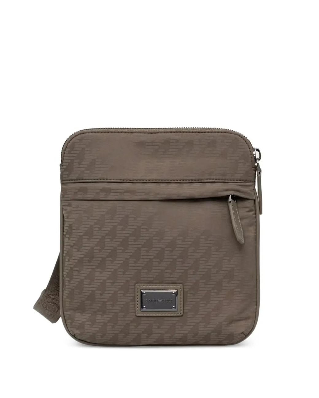 Emporio Armani Brown Logo-Monogram Messenger Bag for men