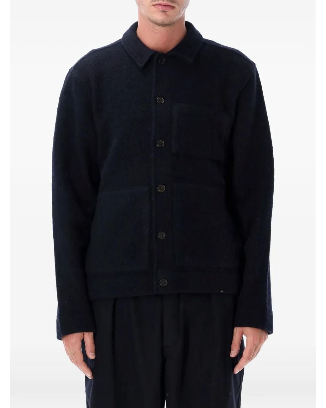 Universal Works Blue Button-Up Patch-Pocket Coat for men