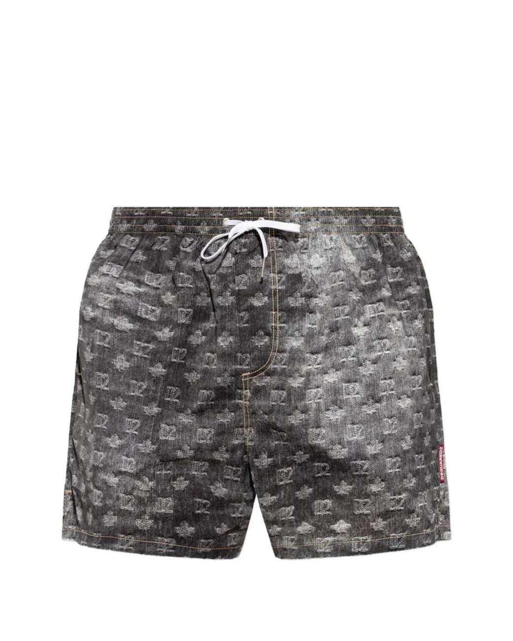 DSquared² Gray Swim Shorts With Monogram for men