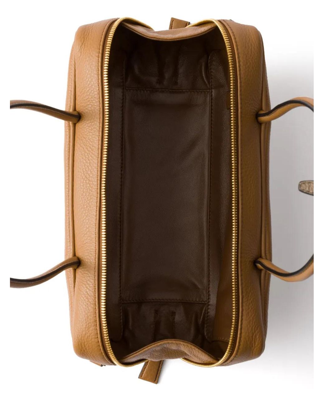 Bolso De Hombro De Piel Con Placa Del Logo Prada de color Natural