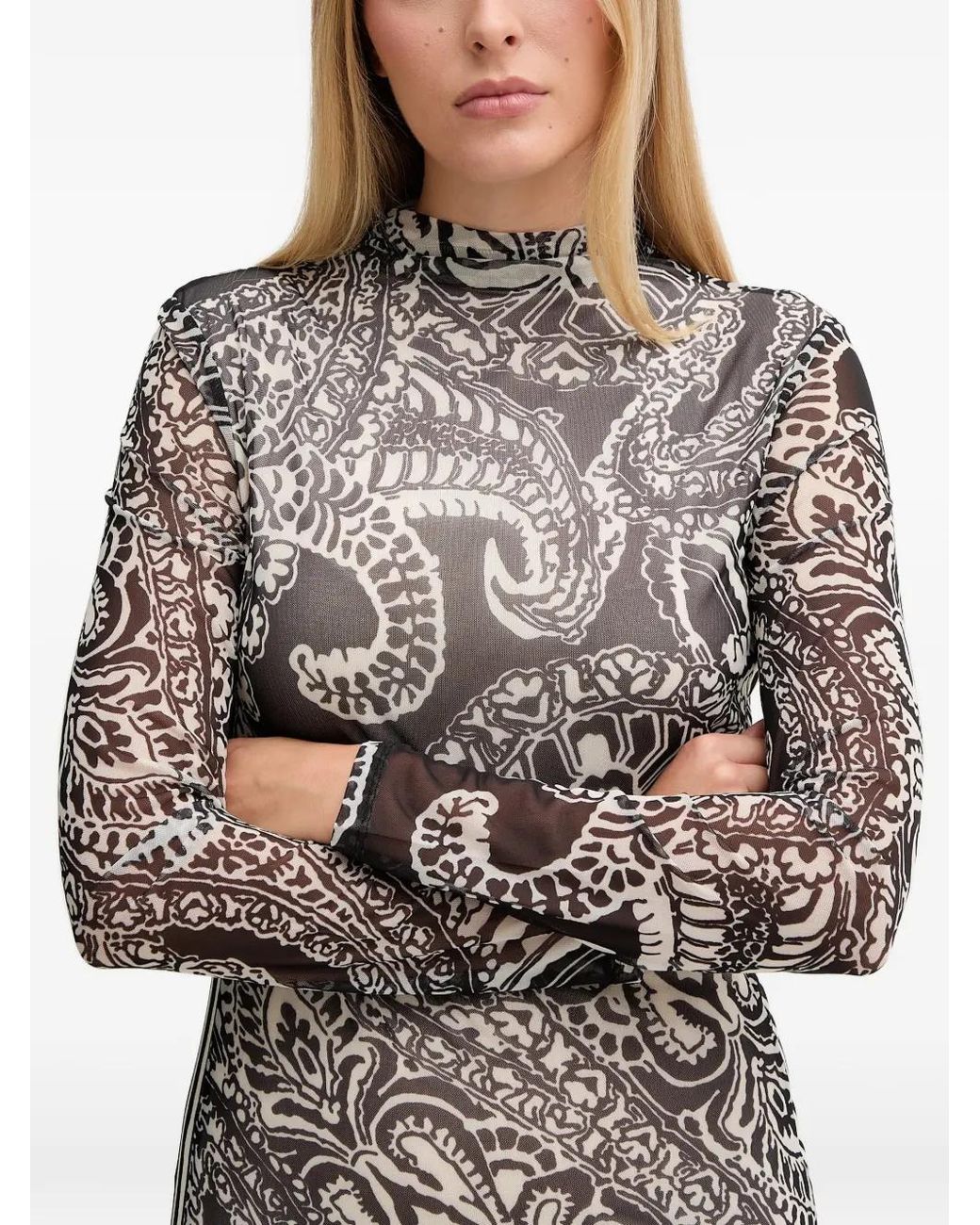 MARC AUREL Black Patterned Midi Dress
