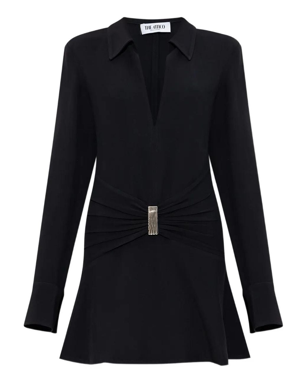 The Attico Black Mini Dress With Deep V-Neckline