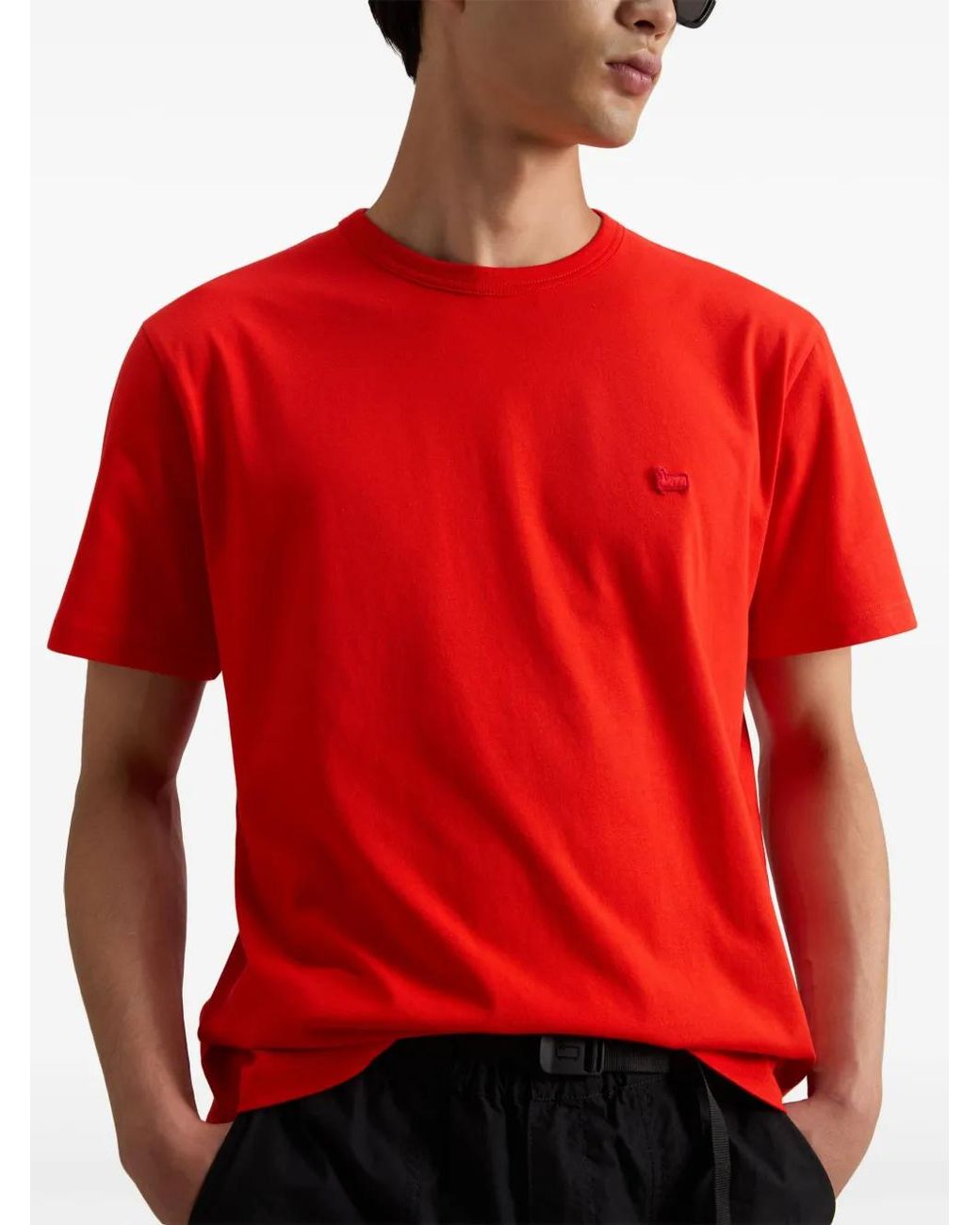 Woolrich Red Logo-Patch Organic Cotton T-Shirt for men