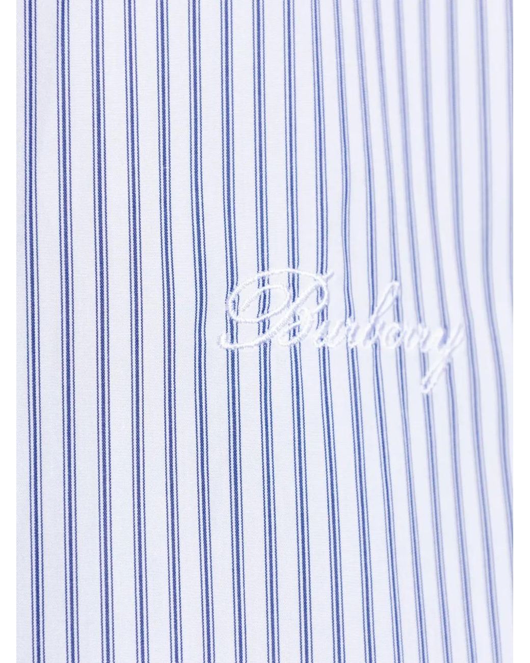 Burberry White Vertical-Stripe Logo-Embroidered Shirt for men