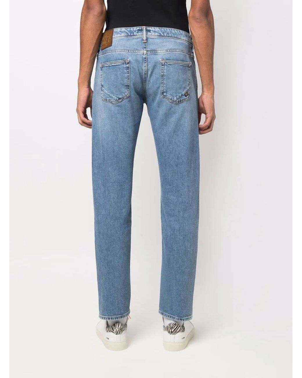 Incotex Blue Mid-Rise Straight-Leg Jeans for men