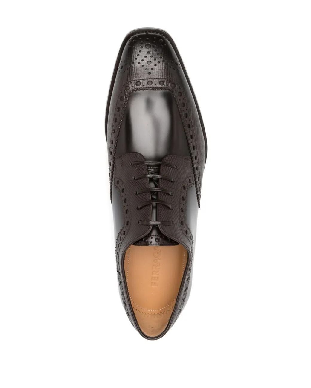 Ferragamo Black Western-Style Leather Derby Shoes for men