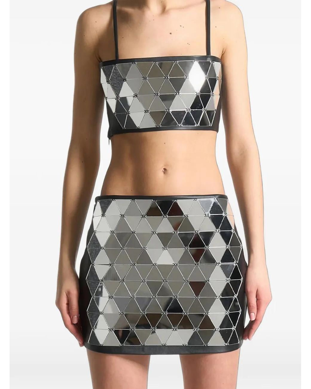 Manière De Voir White Leather Mirrored Bandeau Top