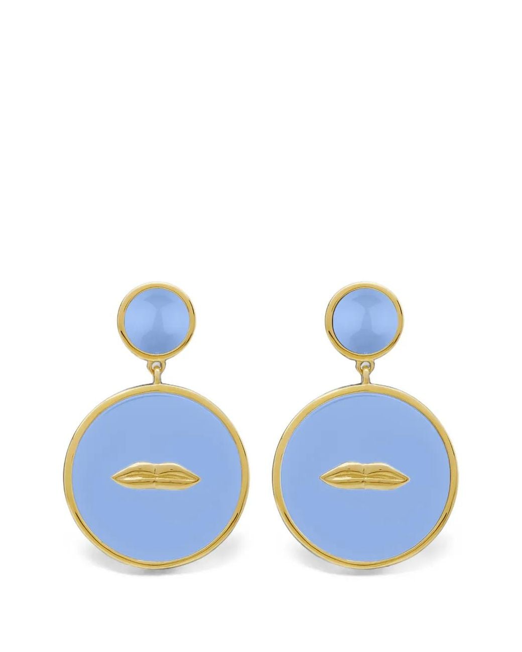 Eshvi Blue Lip-Motif Drop Earrings