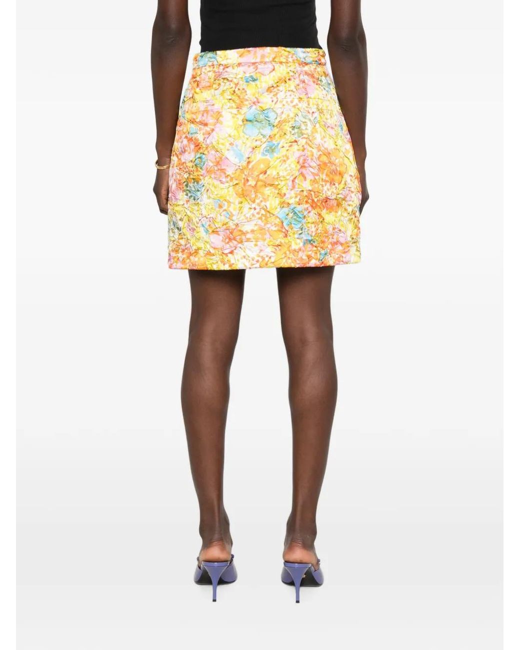 Versace Metallic Printed Silk Duchesse Mini Skirt