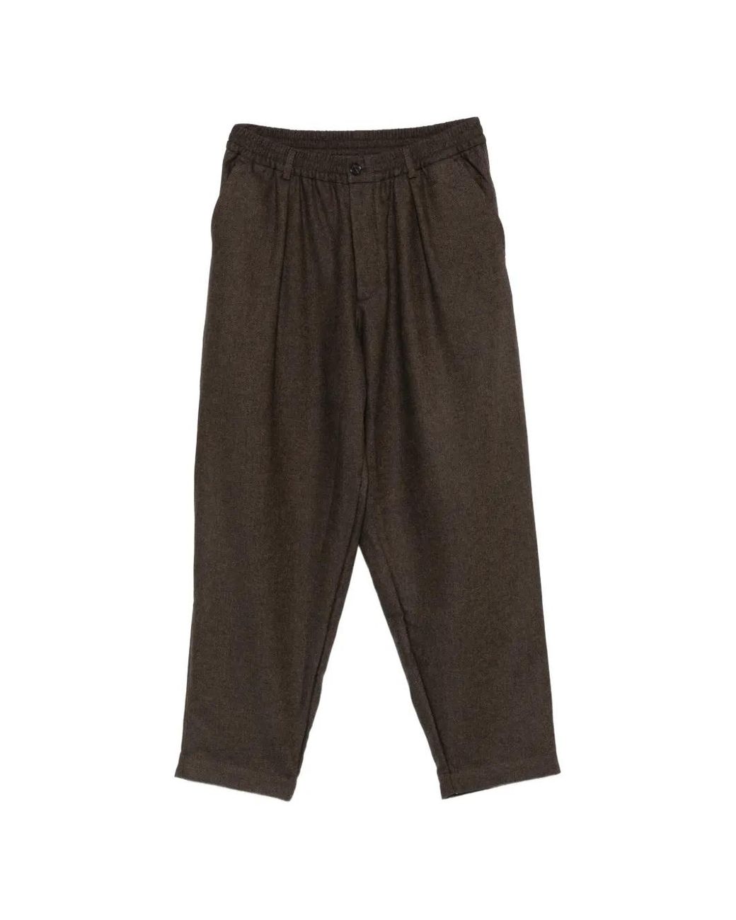 Universal Works Gray Pleated Elasticated-Waist Trousers for men
