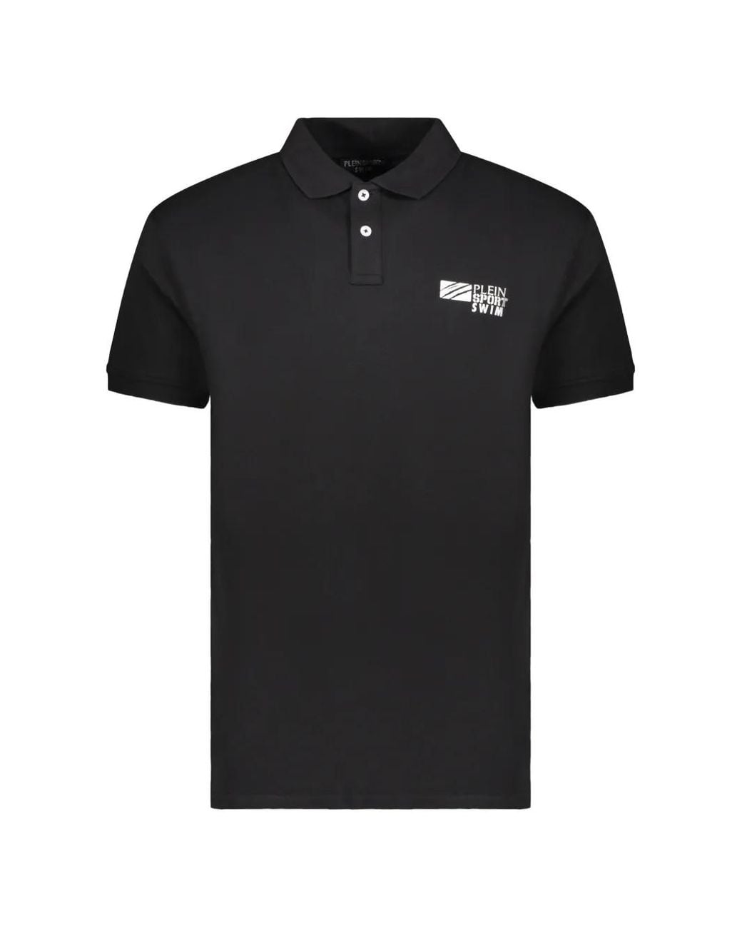 Philipp Plein Black Logo-Patch Short-Sleeve Polo Shirt for men