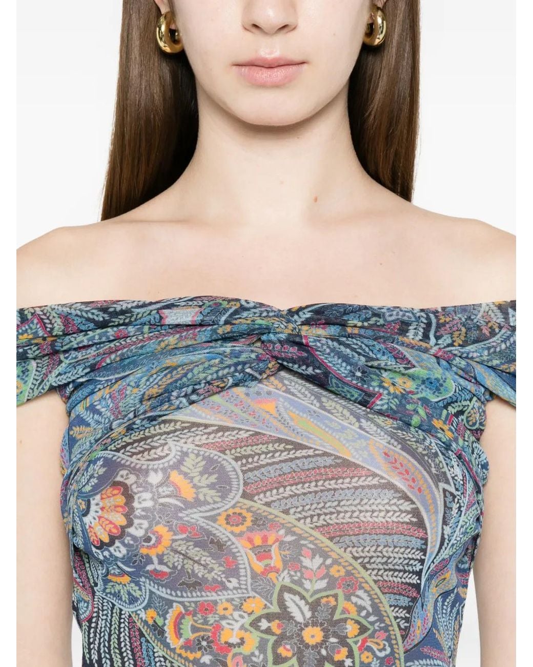 Etro Blue Straight Neck Top