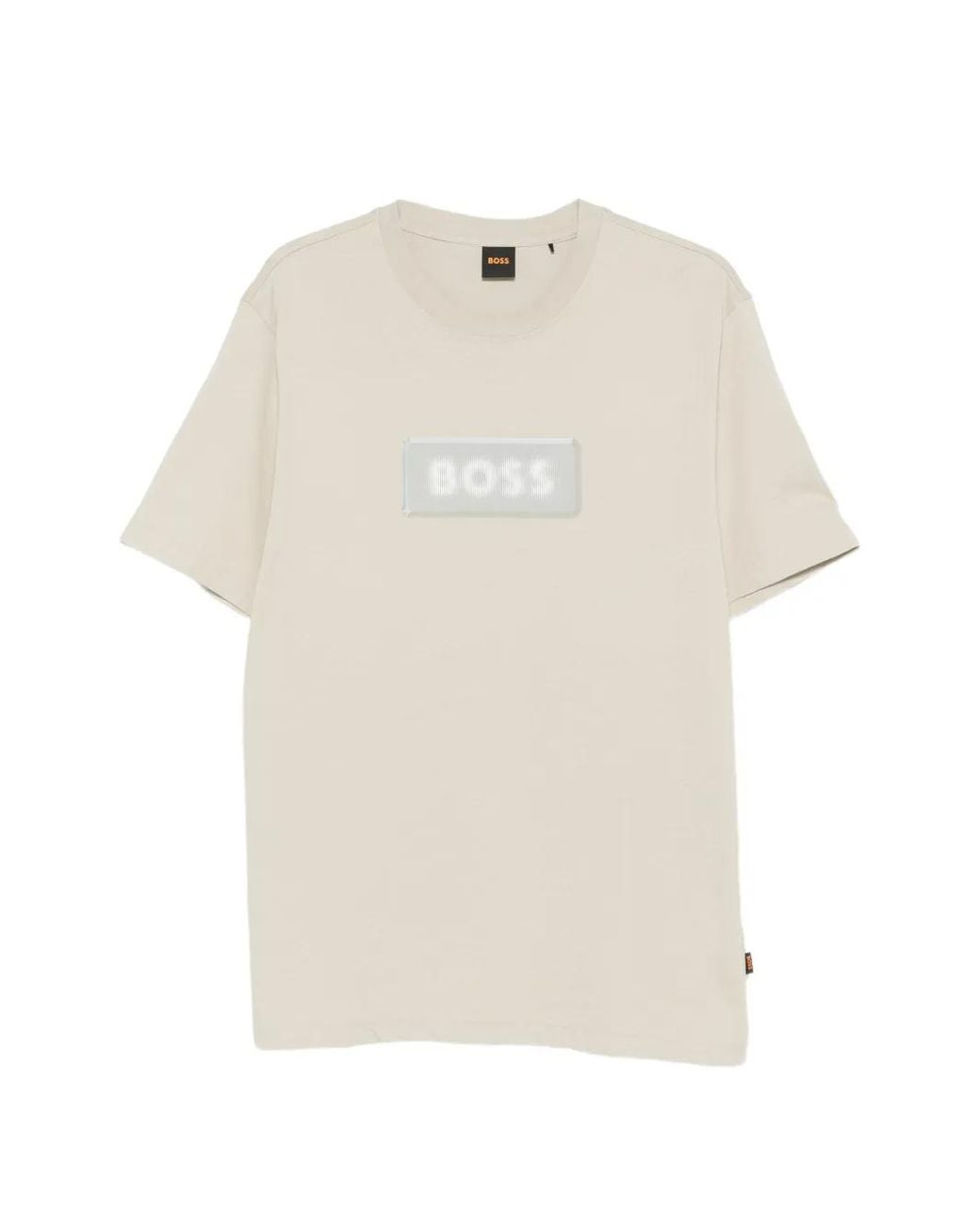 Boss White Logo-Print Crew-Neck T-Shirt for men