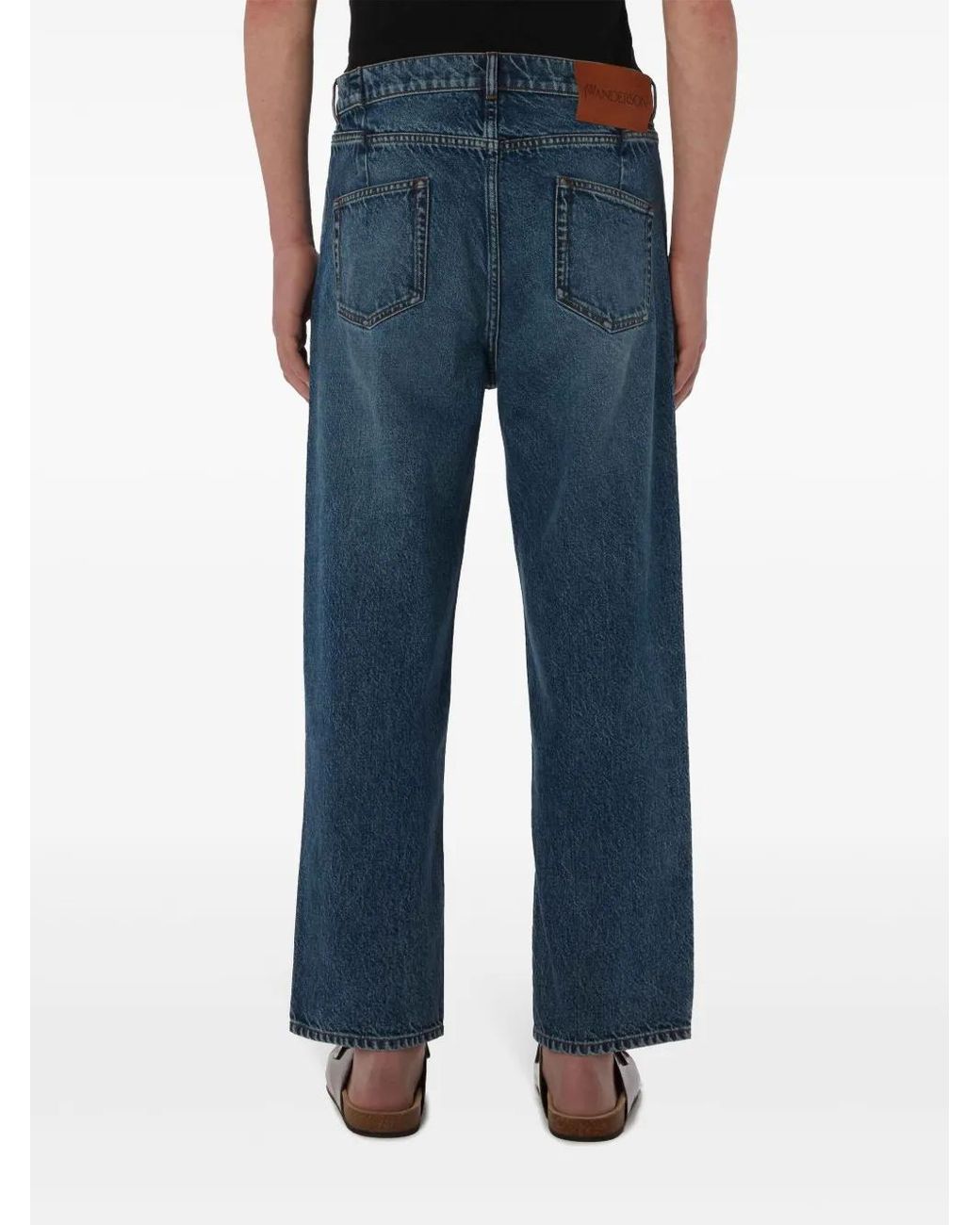 J.W. Anderson Blue Cropped Straight-Leg Denim Trousers for men