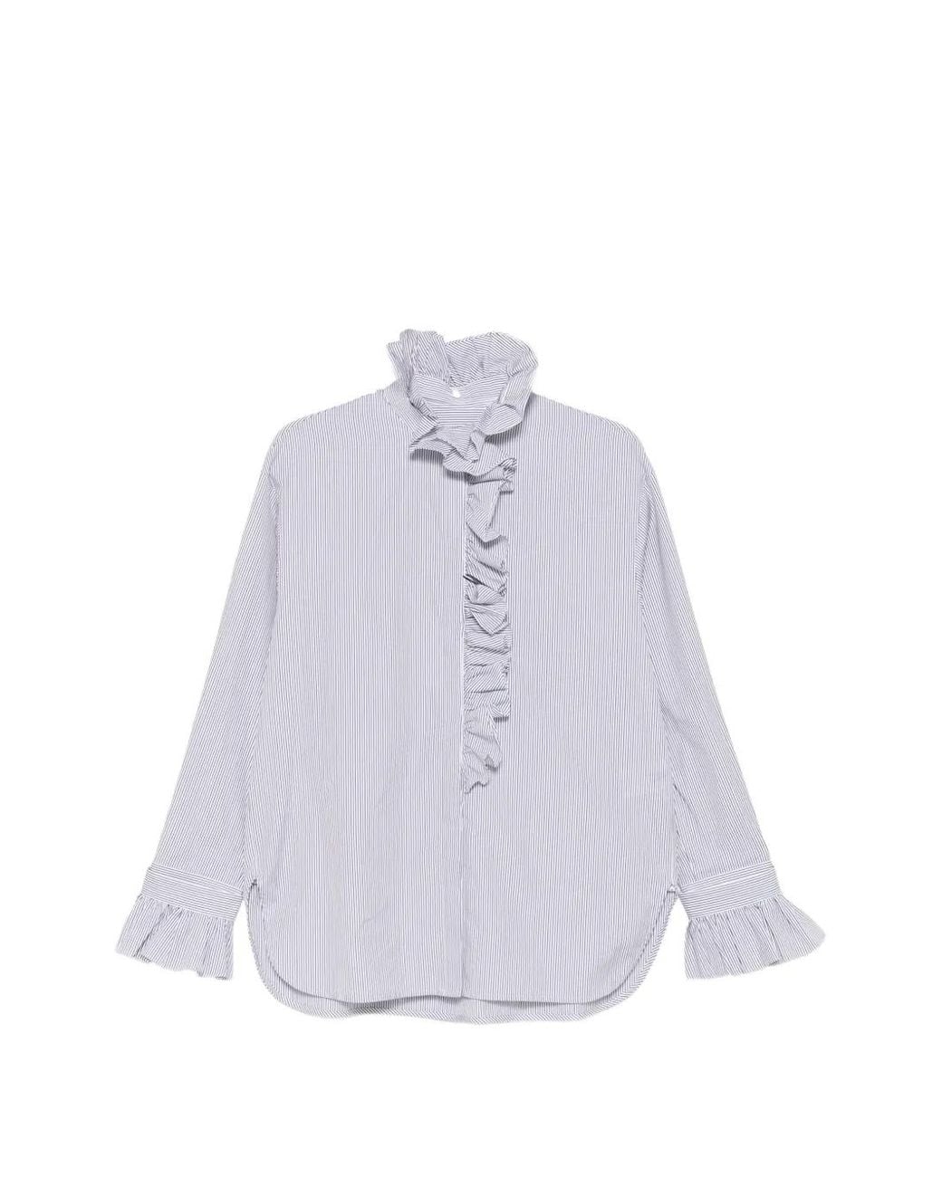 Juun.J Purple Chemise Rayée À Volants