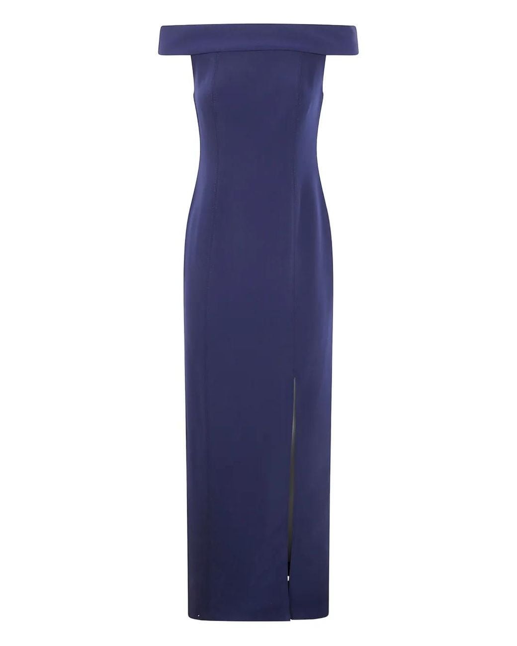 Ralph Lauren Off-Shoulder Jurk Met Split in het Blue