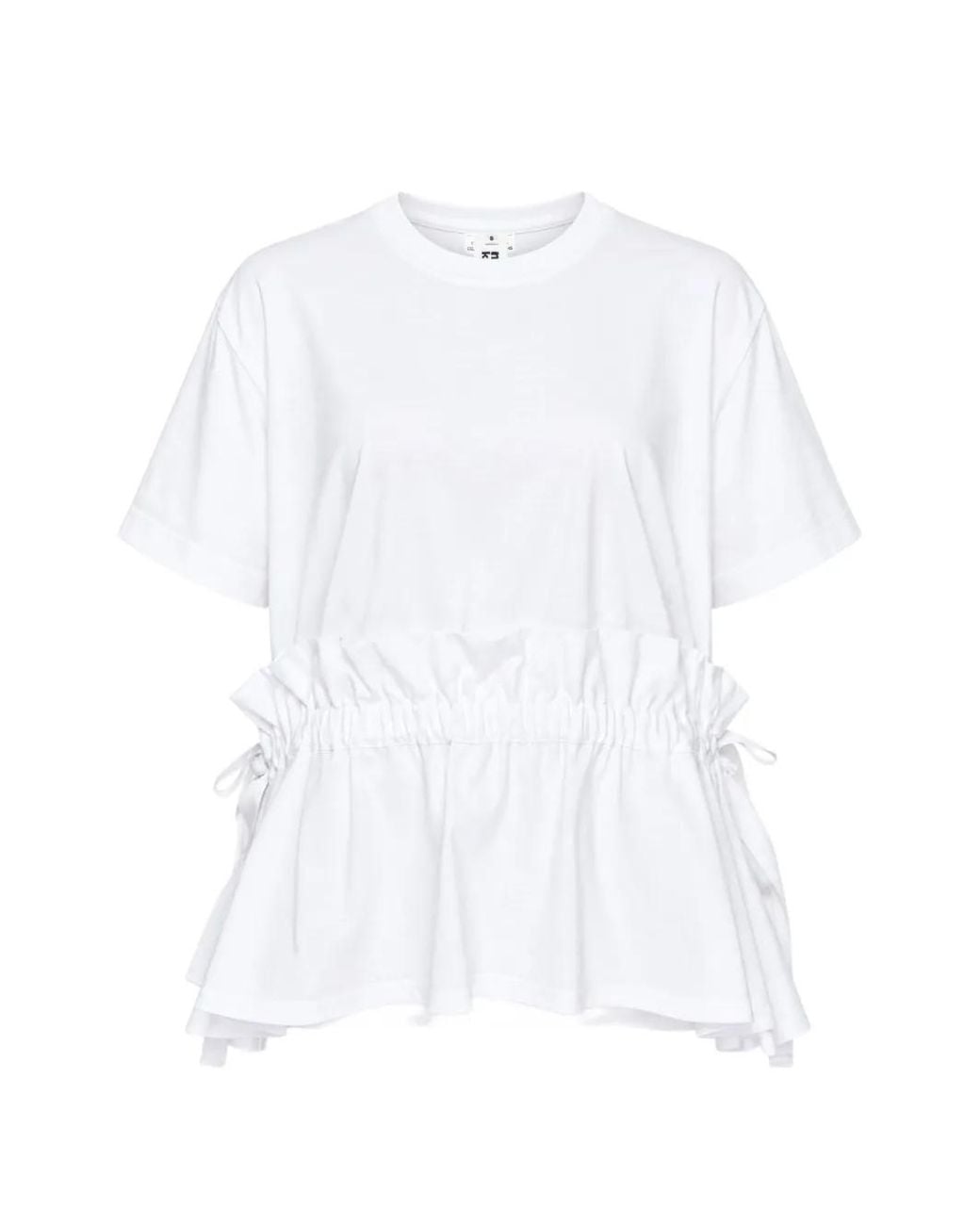 Noir Kei Ninomiya White T-Shirt Volanté À Lien De Resserrage