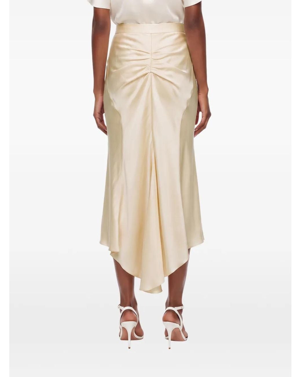 Victoria Beckham White Bela Ruched Midi Skirt