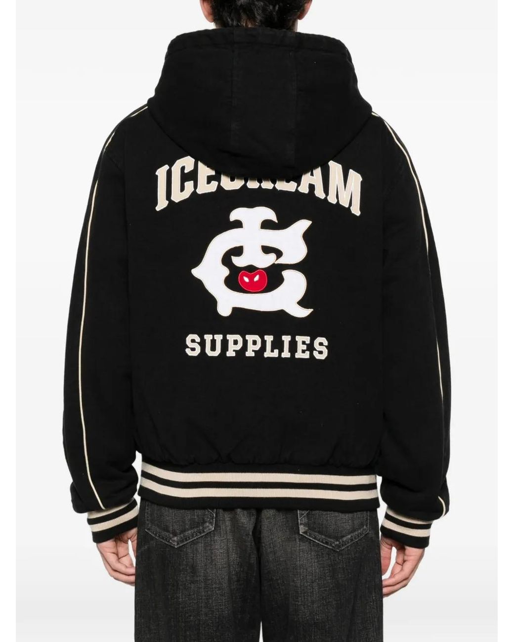 ICECREAM Black Hooded Graphic Kacket for men
