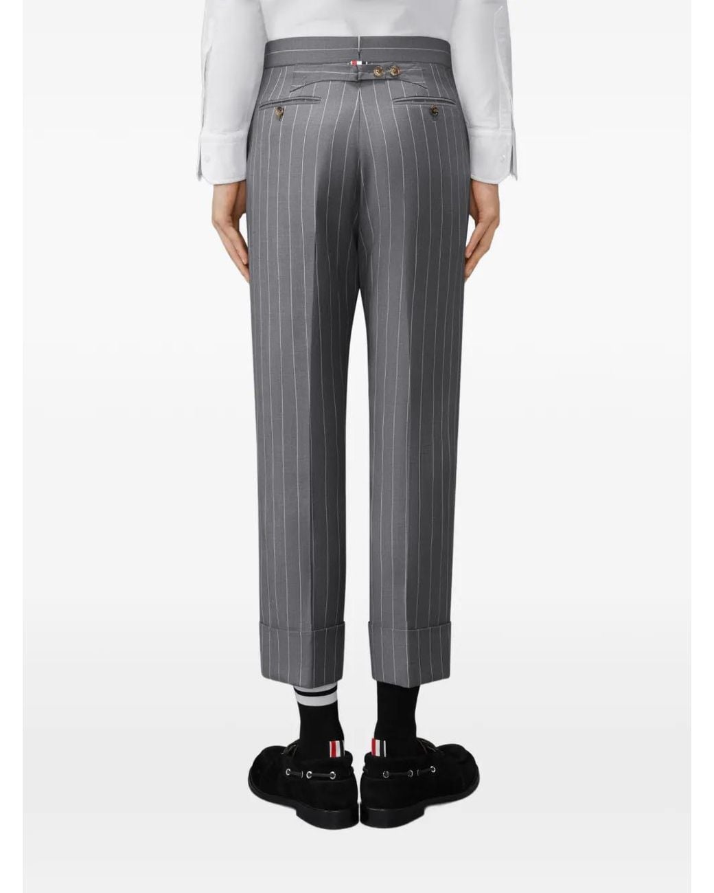 Thom Browne Gray Flannel Chalk Stripe Trousers for men