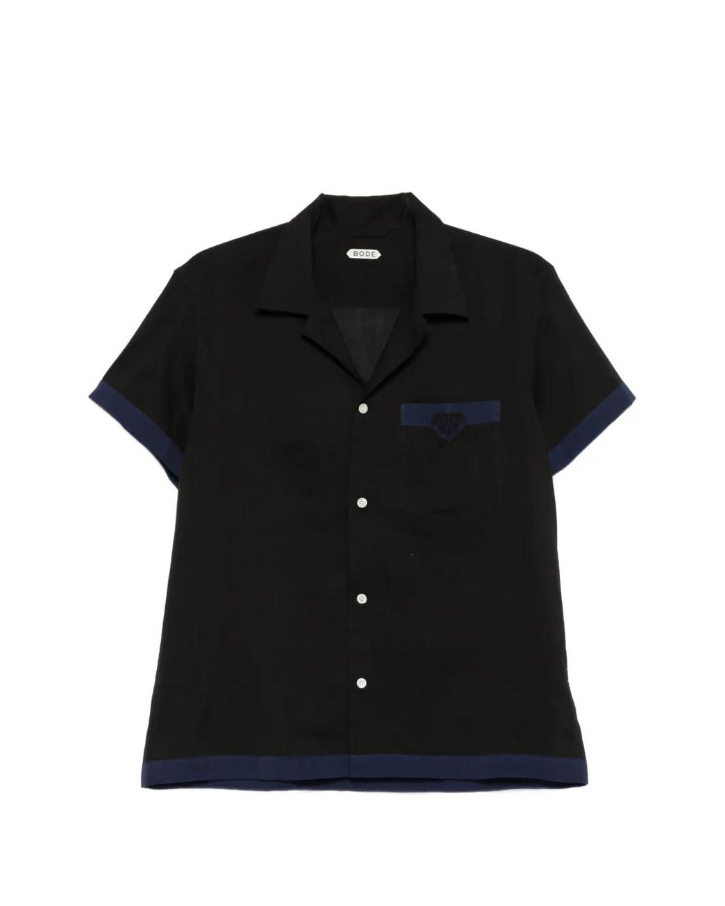 Bode Black Heart Deco Short-Sleeve Shirt for men