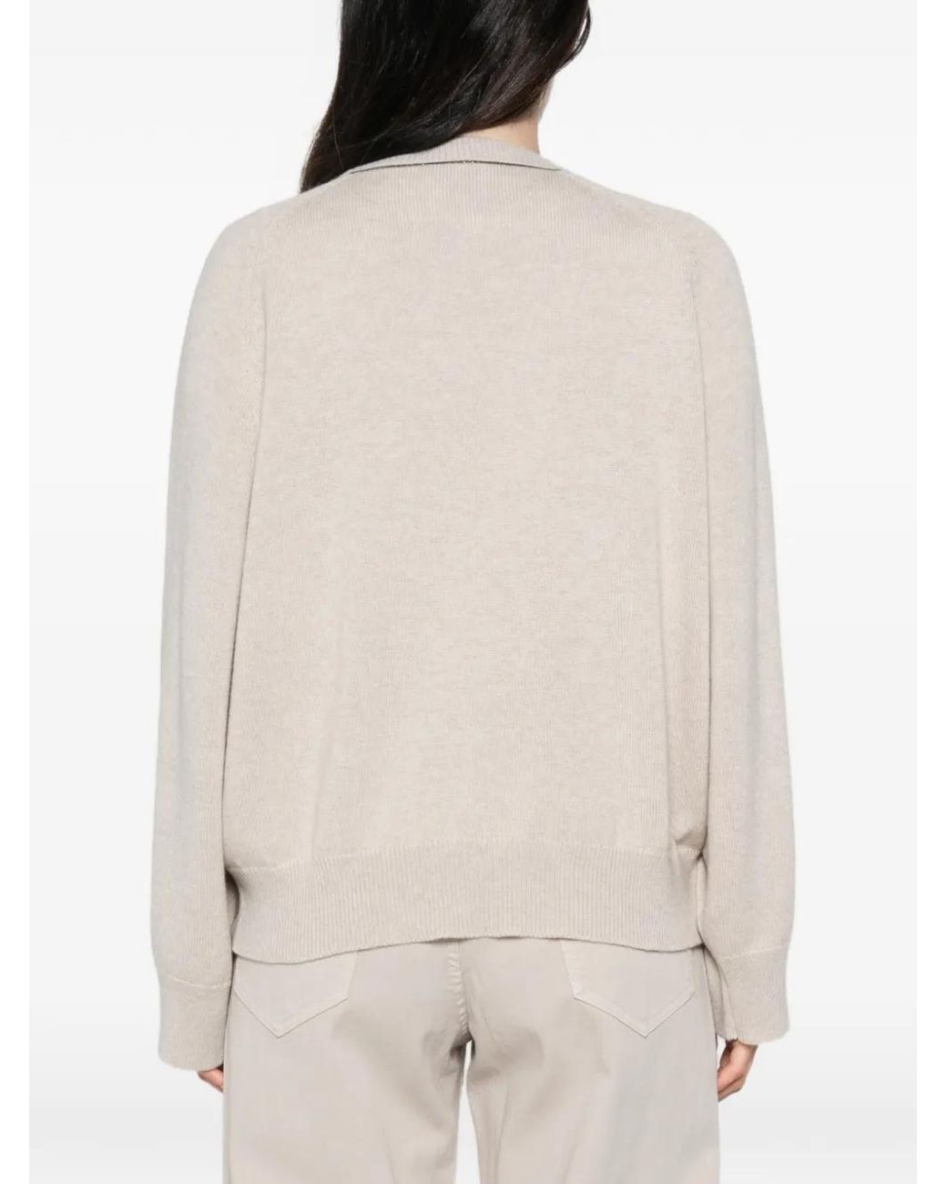 Brunello Cucinelli Natural Pullover Mit Raglanärmeln