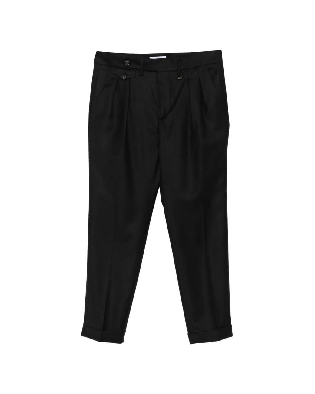 Manuel Ritz Black Double-Pleat Trousers for men